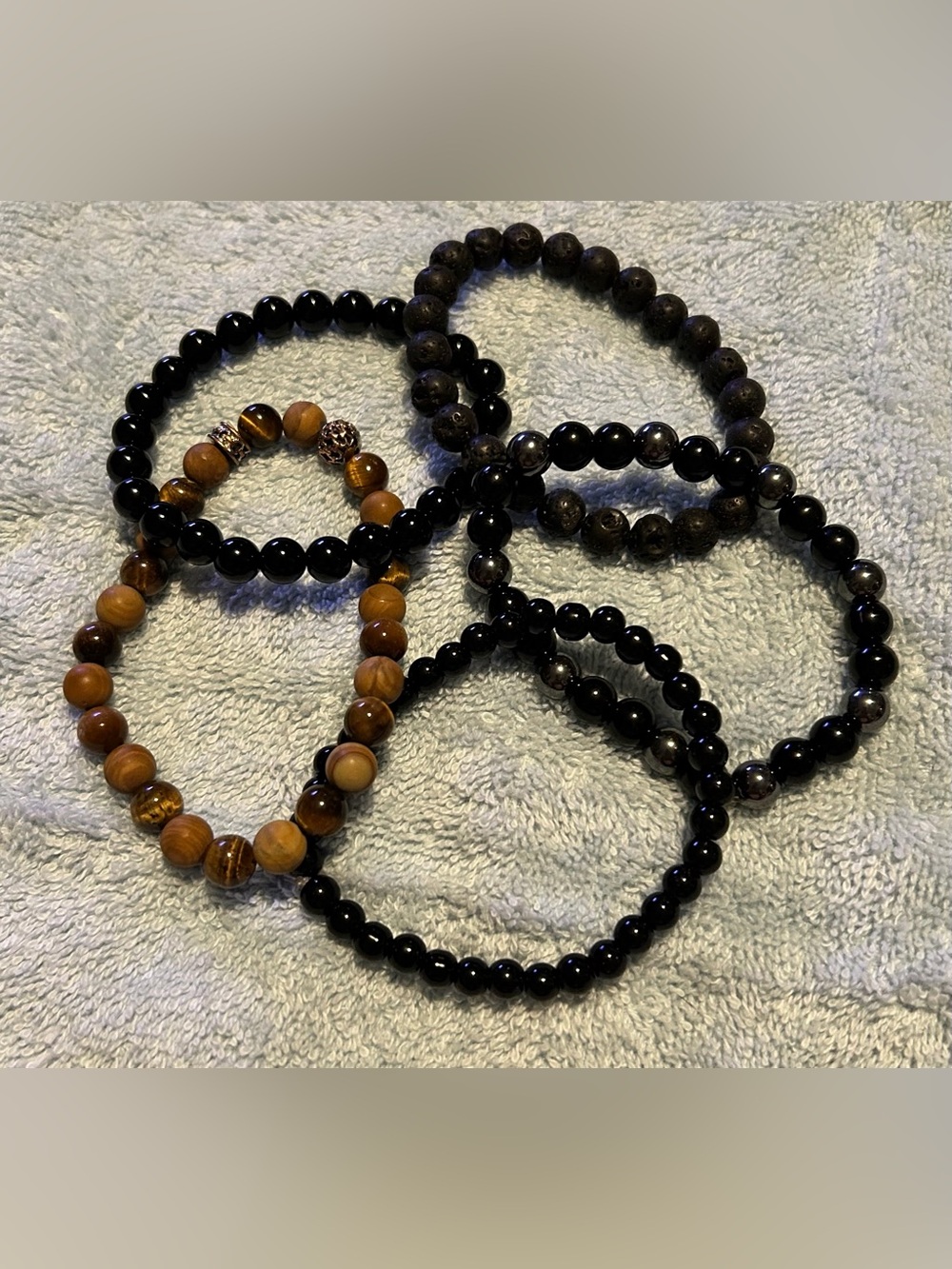 BUNDLE OF 5 HANDCRAFTED CRYSTAL & MINERAL BEADED BRACELETS - NWOT/NEVER WORN